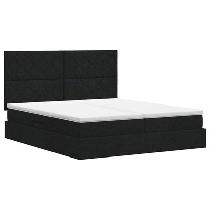 Letto con Contenitore con testiera Nero 180 x 200 cm Tessuto | homemem39