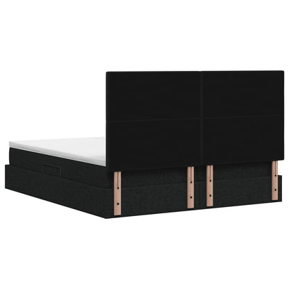 Letto con Contenitore con testiera Nero 180 x 200 cm Tessuto | homemem39