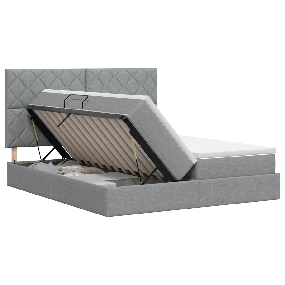Letto con Contenitore Grigio Chiaro 200 x 200 cm Tessuto - homemem39