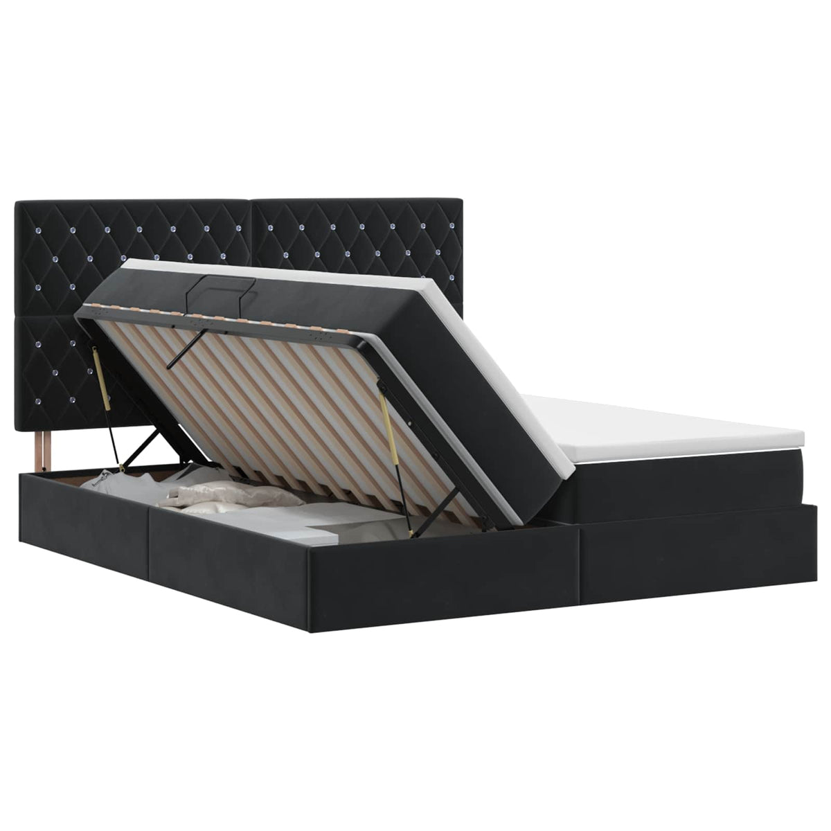 Letto con Contenitore con testiera Nero 180 x 200 cm Velluto | homemem39
