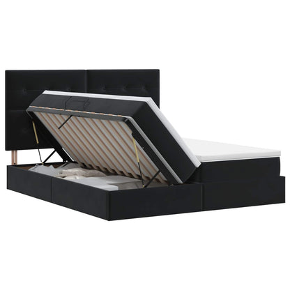 Letto con Contenitore con testiera Nero 180 x 200 cm Velluto | homemem39