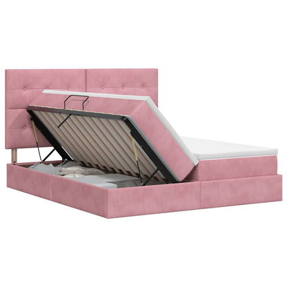 Letto con Contenitore con testiera Rosa 200 x 200 cm Velluto