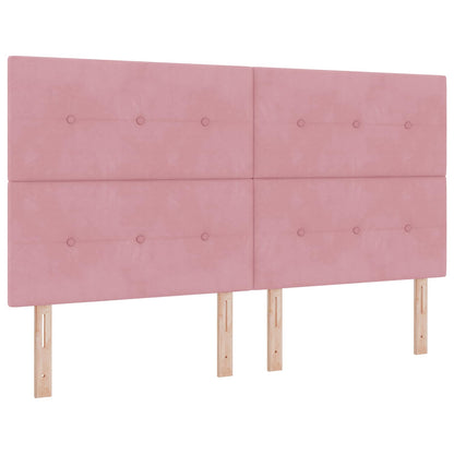 Letto con Contenitore con testiera Rosa 200 x 200 cm Velluto