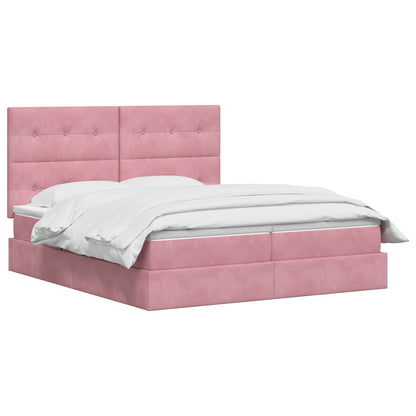 Letto con Contenitore con testiera Rosa 200 x 200 cm Velluto