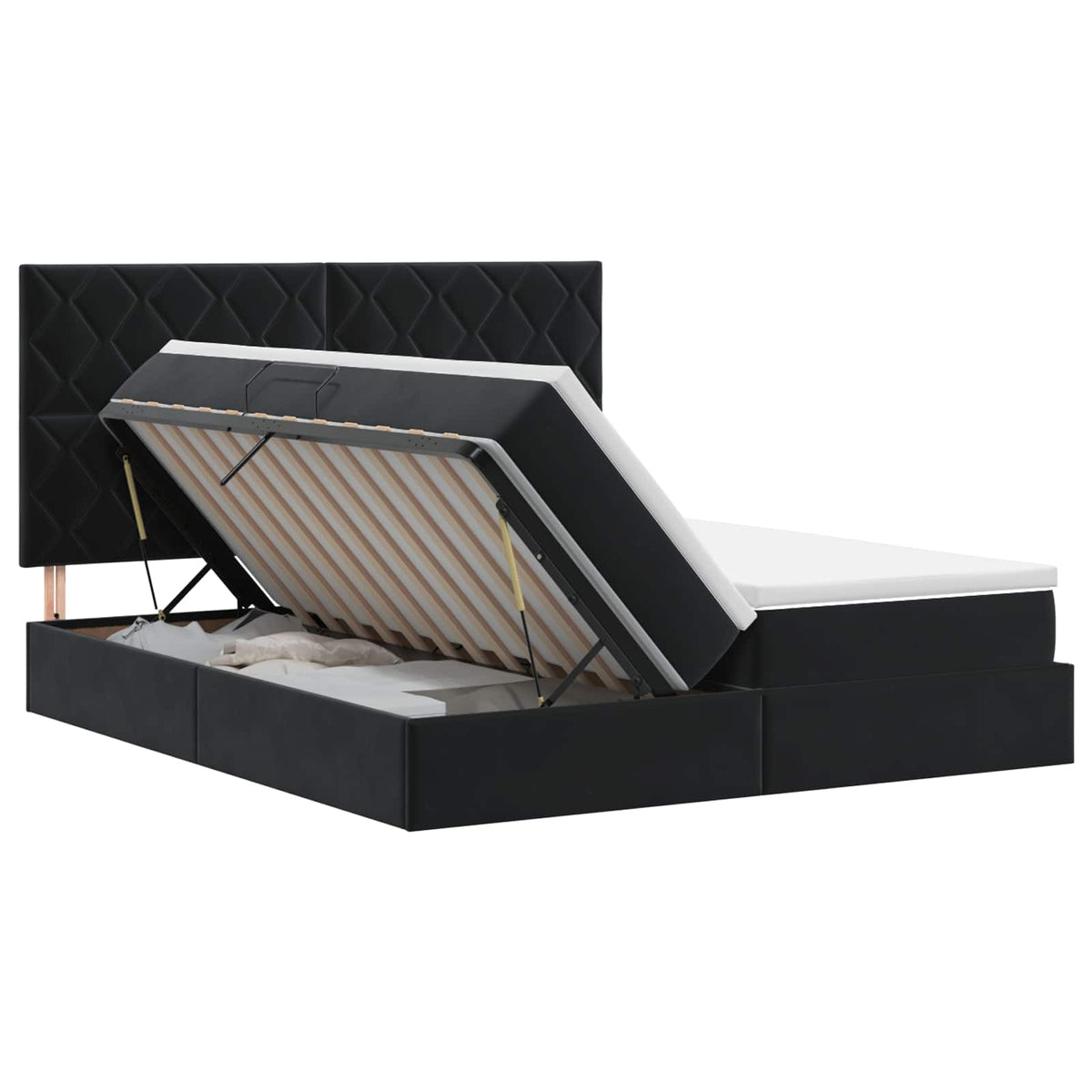 Letto con Contenitore con testiera Nero 180 x 200 cm Velluto | homemem39