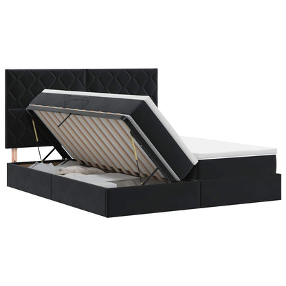 Letto con Contenitore con testiera Nero 180 x 200 cm Velluto | homemem39