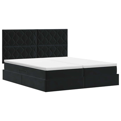 Letto con Contenitore con testiera Nero 180 x 200 cm Velluto | homemem39