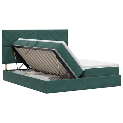 Letto con Contenitore Verde Scuro 200 x 200 cm Velluto | homemem39