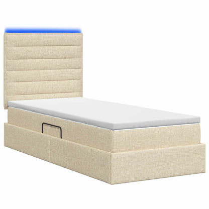 Letto con contenitore LED e materasso Crema 90 x 190 cm Tessuto | homemem39