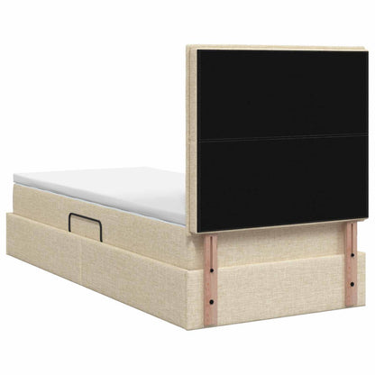 Letto con contenitore LED e materasso Crema 90 x 190 cm Tessuto | homemem39