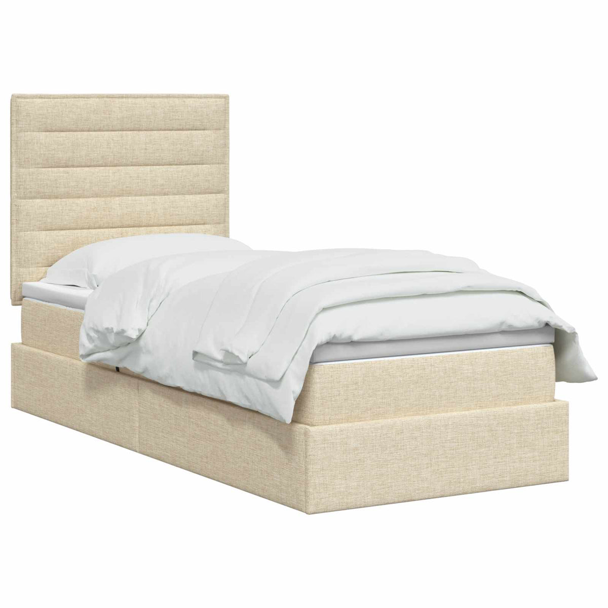 Letto con contenitore LED e materasso Crema 90 x 190 cm Tessuto | homemem39