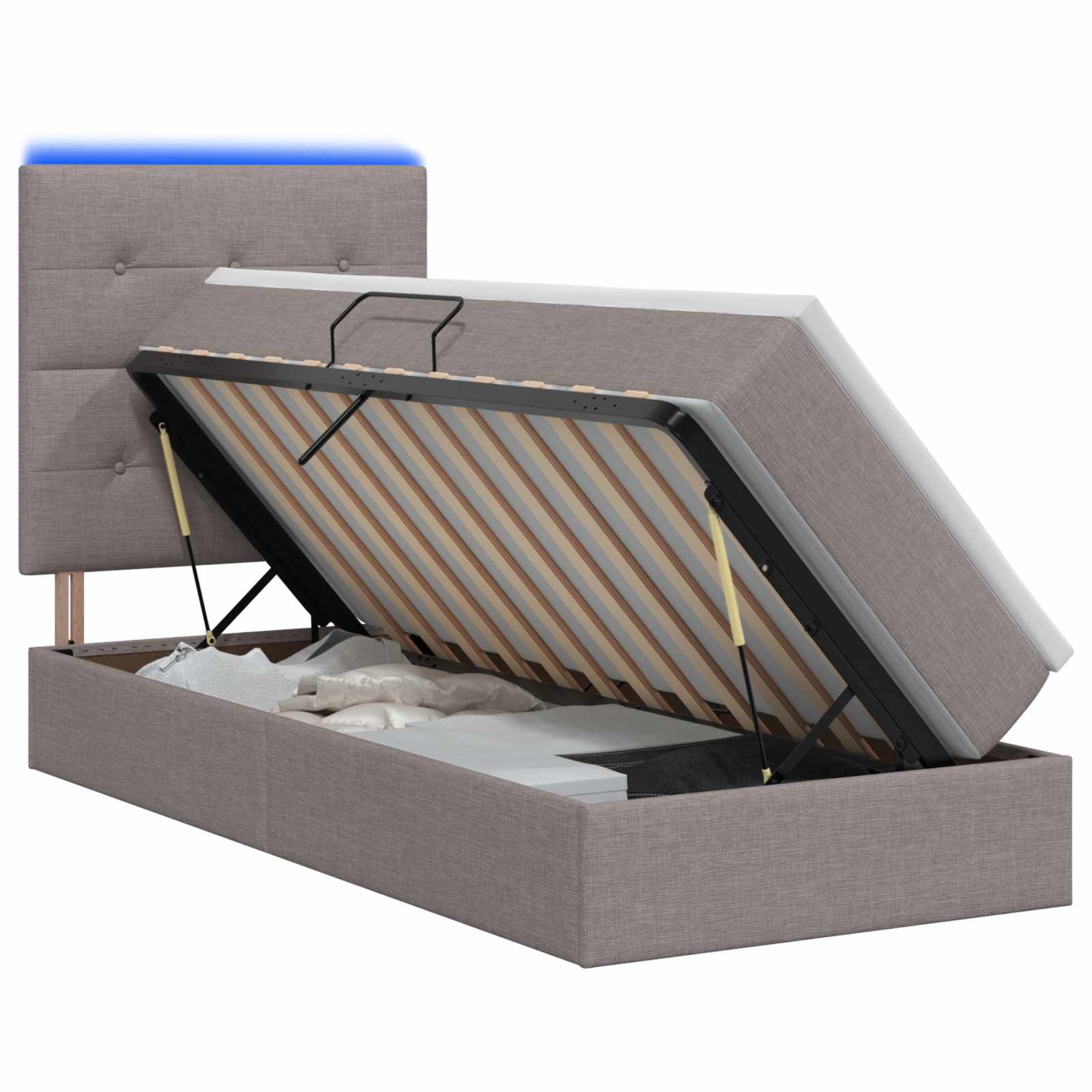 Letto con contenitore LED e materasso Tortora 100 x 200 cm | homemem39