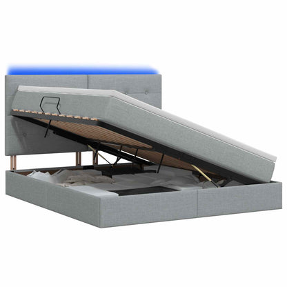Letto con contenitore LED e materasso Grigio Chiaro