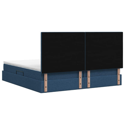 Letto con contenitore LED e materasso Blu 200 x 200 cm Tessuto | homemem39
