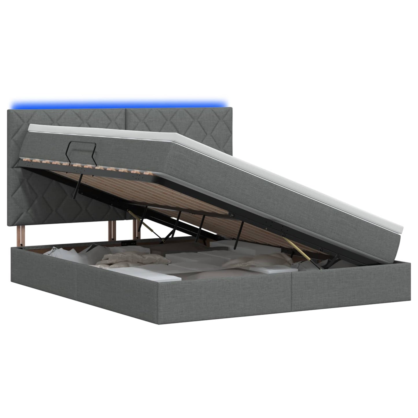 Letto con contenitore LED e materasso Grigio Scuro 140 x 200 cm | homemem39