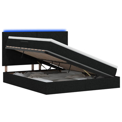 Letto con contenitore LED e materasso Nero 180 x 200 cm Tessuto