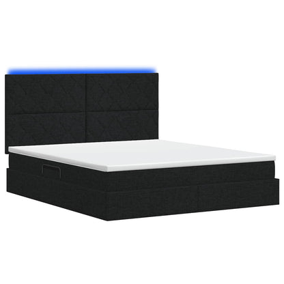 Letto con contenitore LED e materasso Nero 180 x 200 cm Tessuto | homemem39