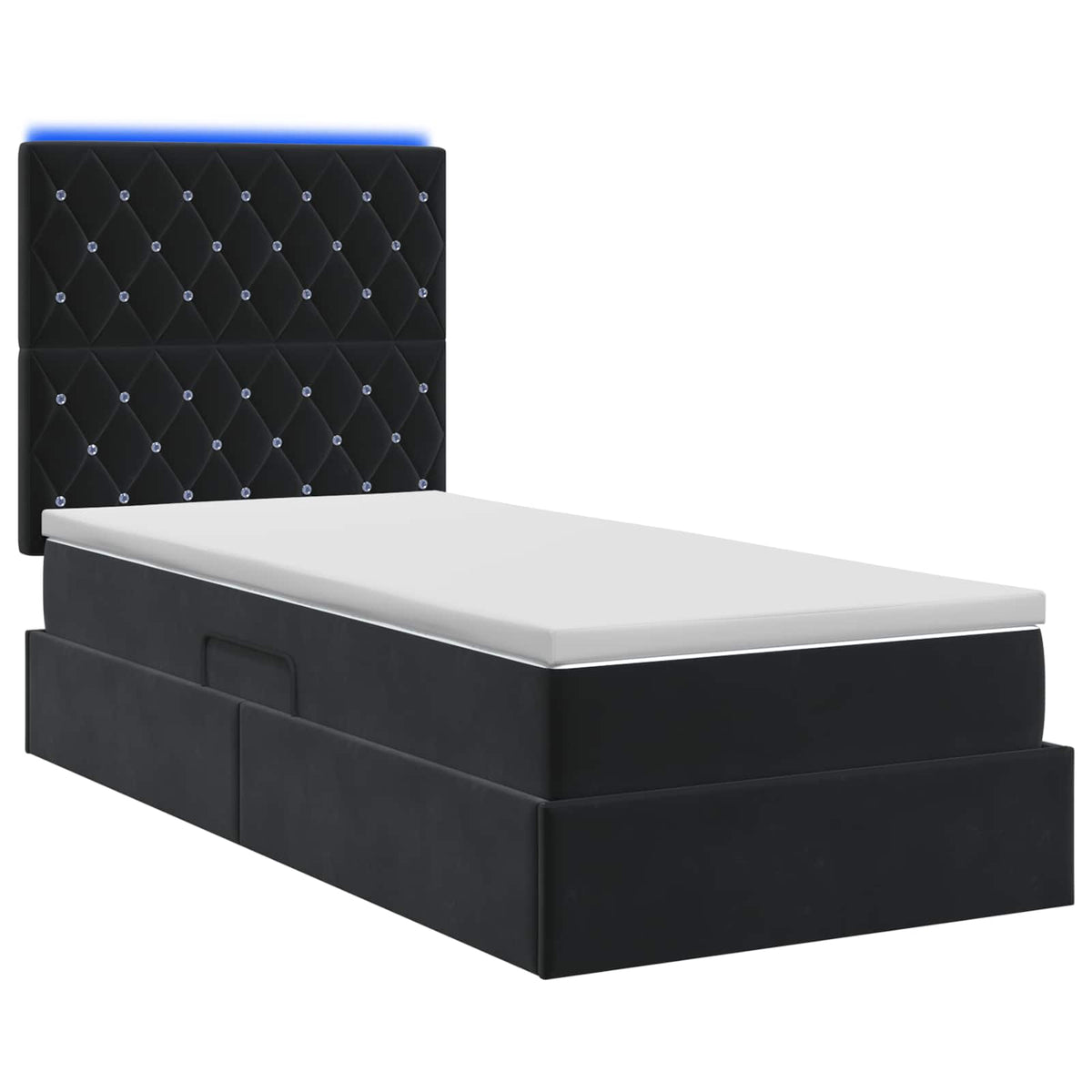 Letto con contenitore LED e materasso Nero 90 x 200 cm Velluto | homemem39