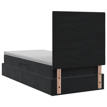 Letto con contenitore LED e materasso Nero 90 x 200 cm Velluto | homemem39