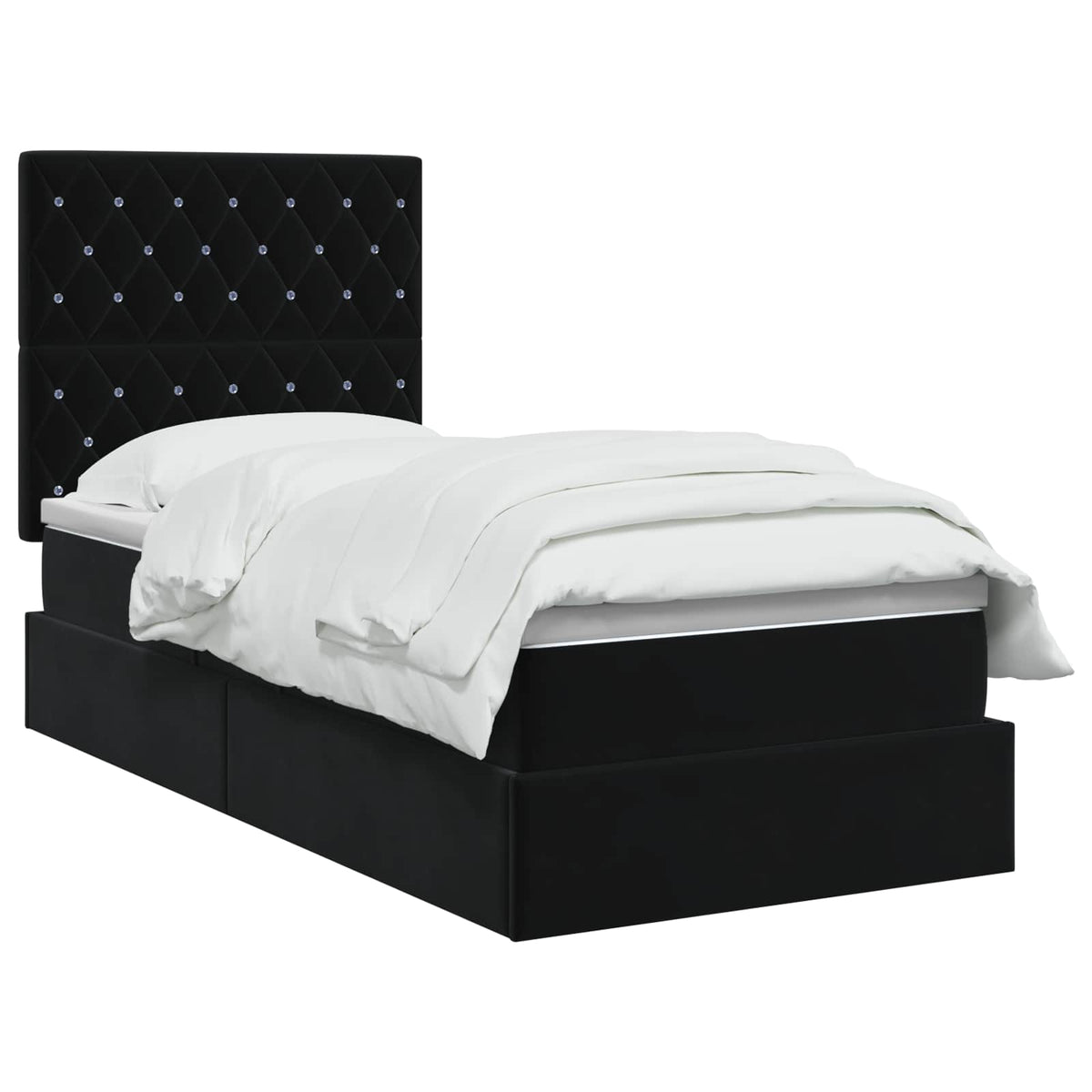 Letto con contenitore LED e materasso Nero 90 x 200 cm Velluto | homemem39