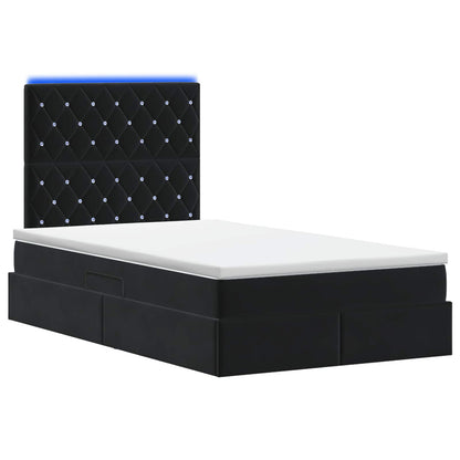 Letto con contenitore LED e materasso Nero 120 x 200 cm Velluto | homemem39