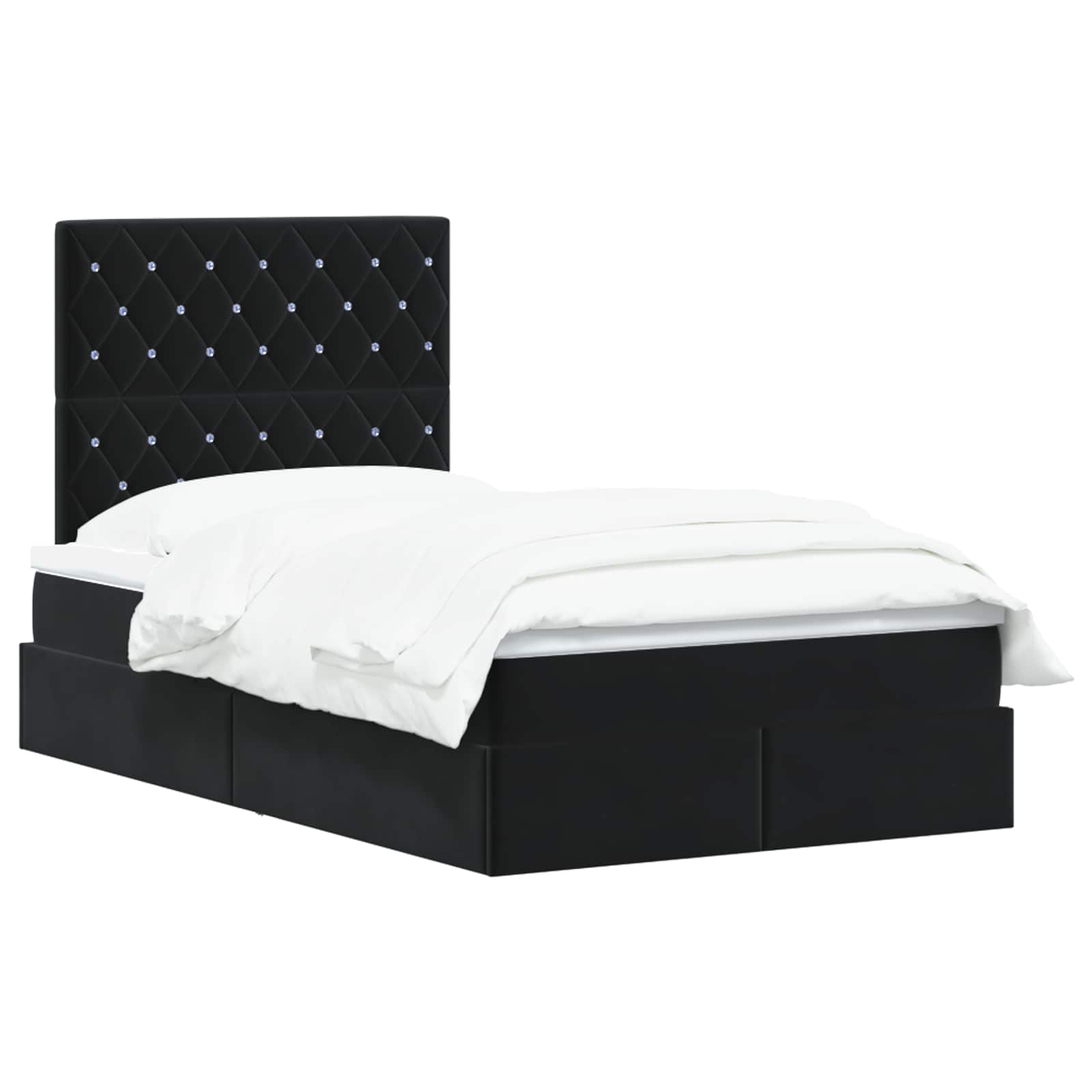 Letto con contenitore LED e materasso Nero 120 x 200 cm Velluto | homemem39