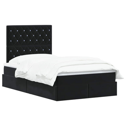 Letto con contenitore LED e materasso Nero 120 x 200 cm Velluto | homemem39
