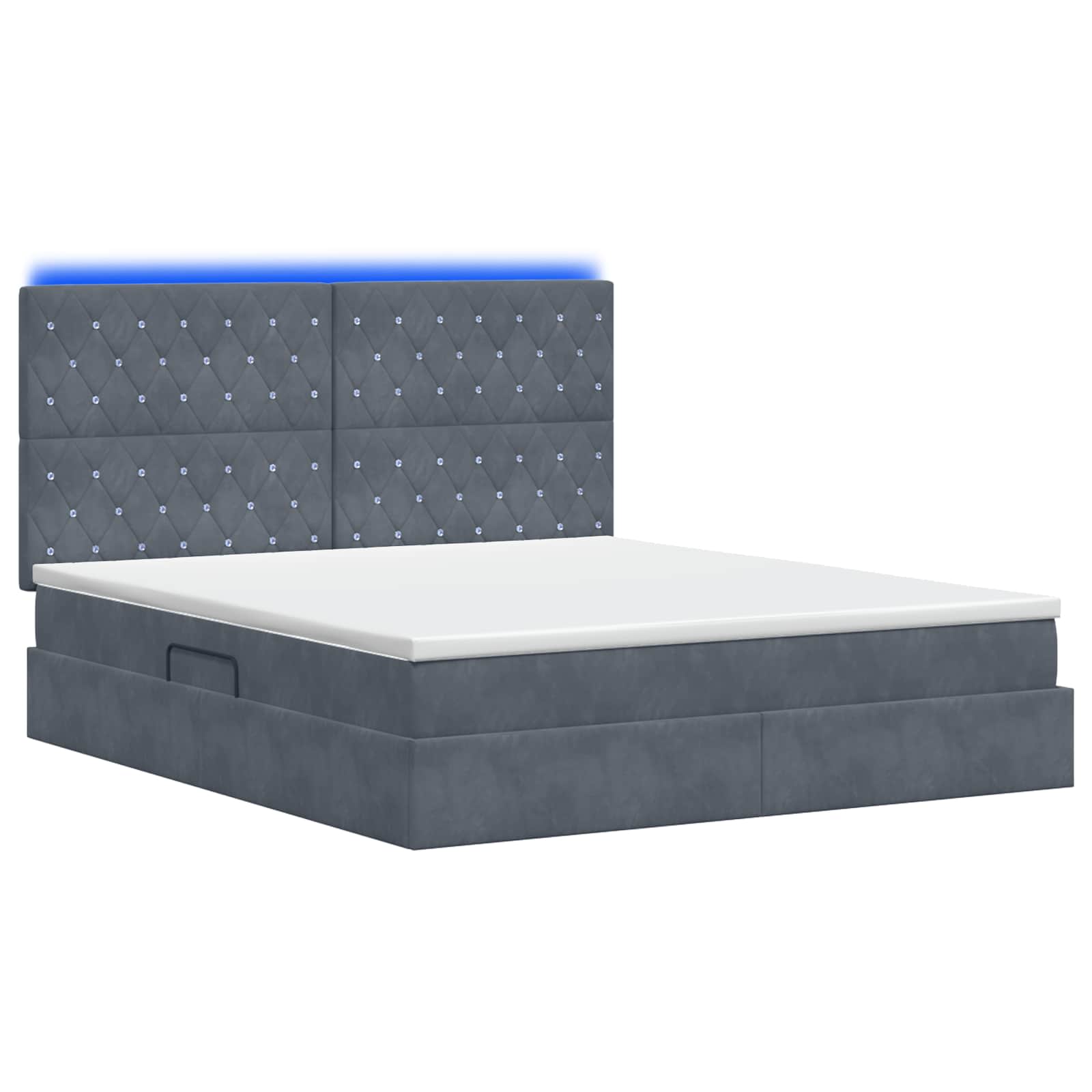 Letto con contenitore LED e materasso Grigio Scuro 140 x 190 cm | homemem39