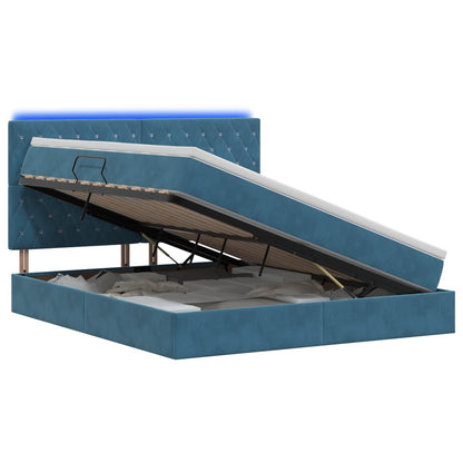 Letto con contenitore LED e materasso Blu Scuro 140 x 200 cm | homemem39