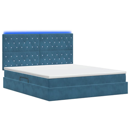 Letto con contenitore LED e materasso Blu Scuro 140 x 200 cm | homemem39