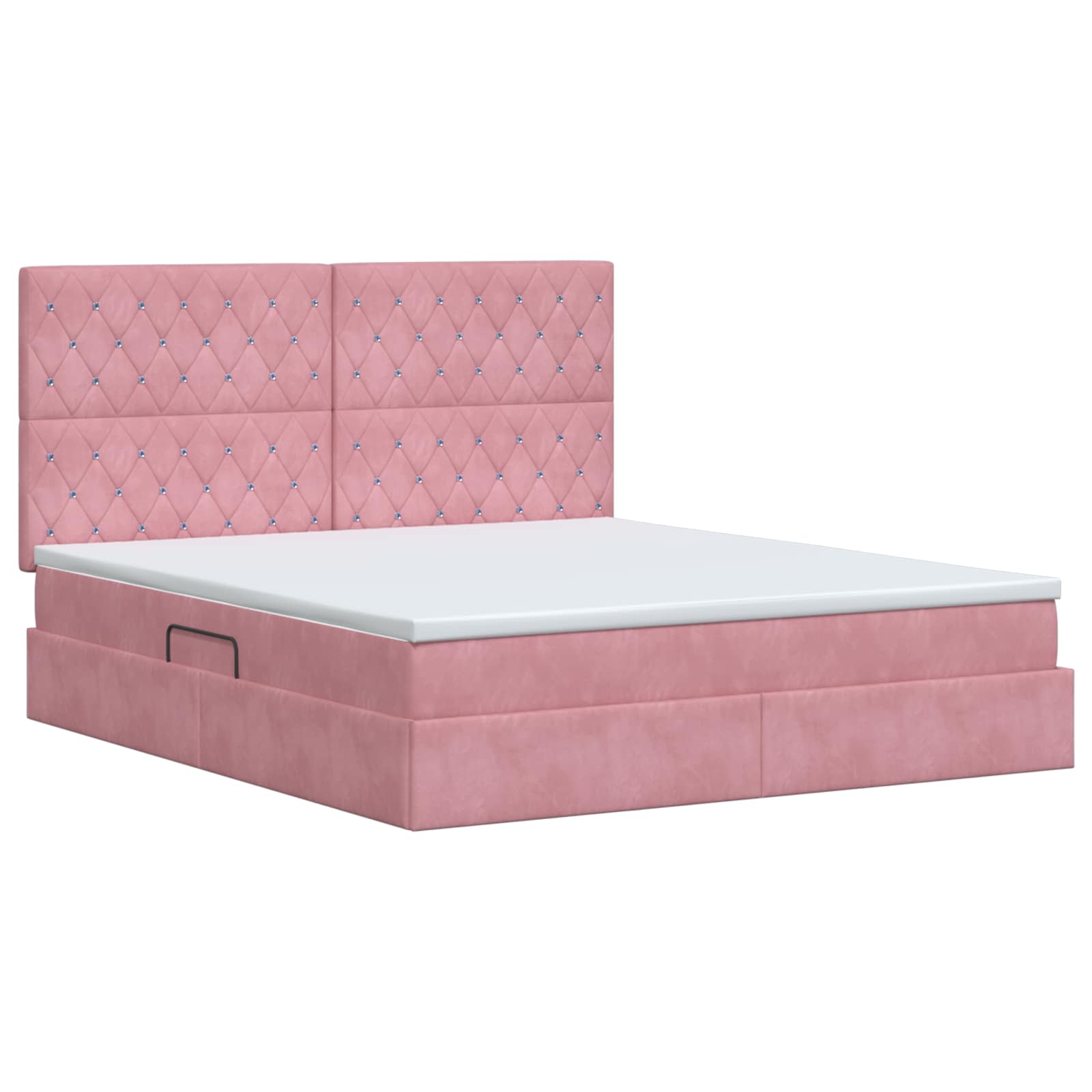 Letto con contenitore LED e materasso Rosa 140 x 200 cm Velluto | homemem39