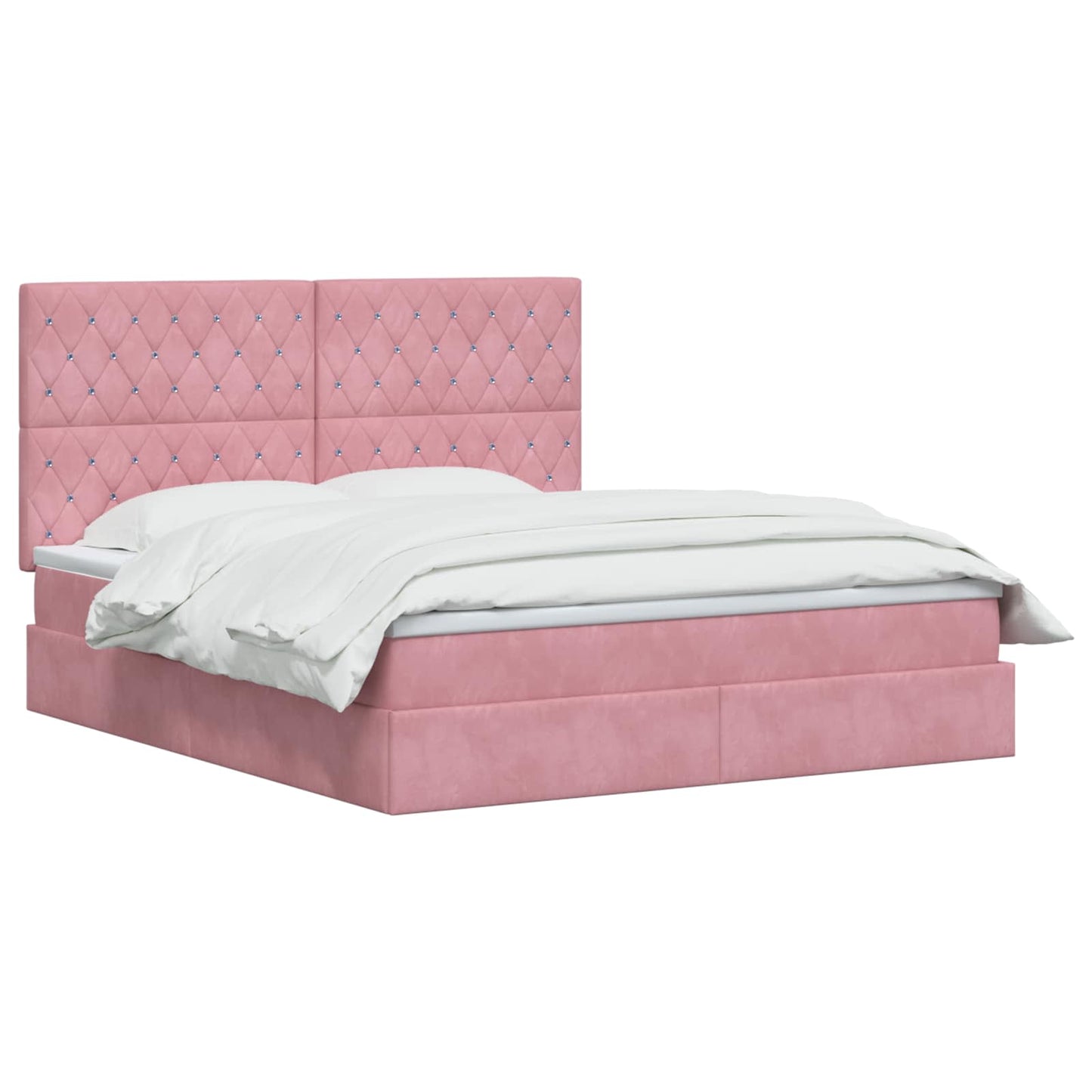 Letto con contenitore LED e materasso Rosa 140 x 200 cm Velluto | homemem39