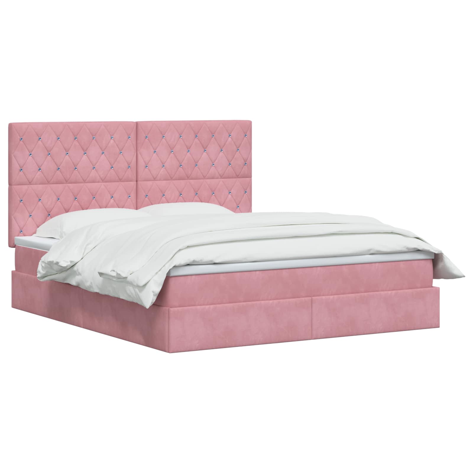 Letto con contenitore LED e materasso Rosa 140 x 200 cm Velluto | homemem39