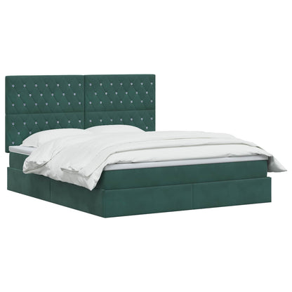 Letto con contenitore LED e materasso Verde Scuro 160 x 200 cm | homemem39