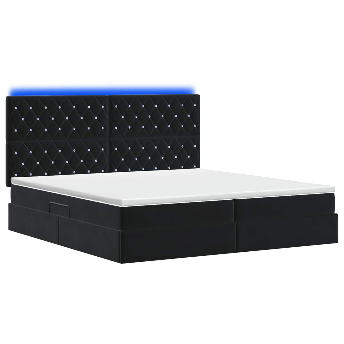 Letto con contenitore LED e materasso Nero 200 x 200 cm Velluto | homemem39