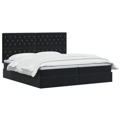 Letto con contenitore LED e materasso Nero 200 x 200 cm Velluto