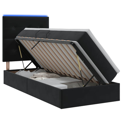 Letto con contenitore LED e materasso Nero 90 x 200 cm Velluto | homemem39