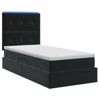 Letto con contenitore LED e materasso Nero 90 x 200 cm Velluto | homemem39