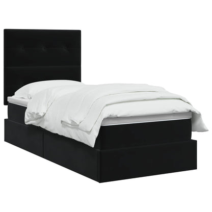 Letto con contenitore LED e materasso Nero 90 x 200 cm Velluto | homemem39