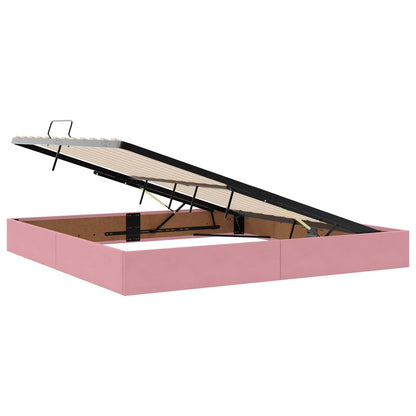 Letto con contenitore LED e materasso Rosa 200 x 200 cm Velluto