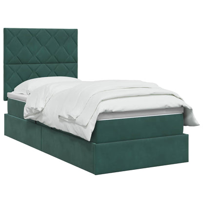Letto con contenitore LED e materasso Verde Scuro 90 x 190 cm | homemem39