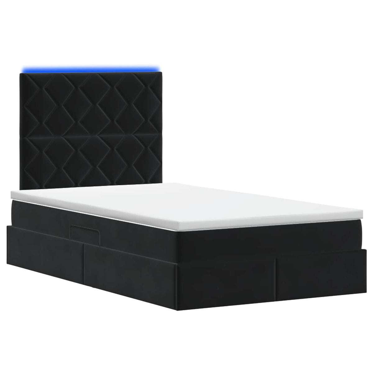Letto con contenitore LED e materasso Nero 120 x 200 cm Velluto | homemem39