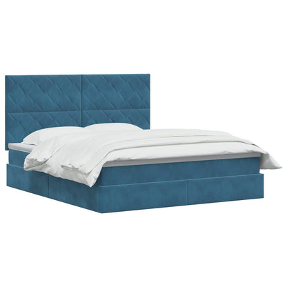 Letto con contenitore LED e materasso Blu Scuro 160 x 200 cm | homemem39