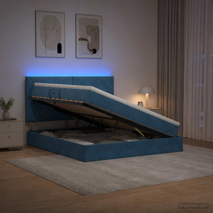 Letto con contenitore LED e materasso Blu Scuro 160 x 200 cm | homemem39