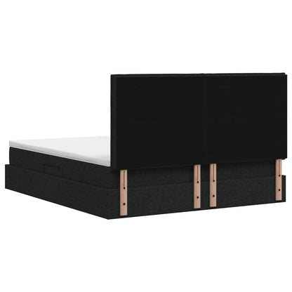 Letto con contenitore LED e materasso Nero 180 x 200 cm Tessuto