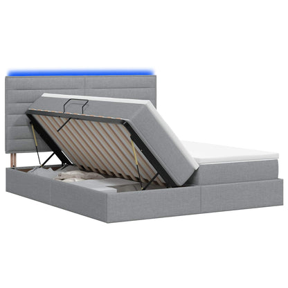Letto con contenitore LED e materasso Grigio Chiaro