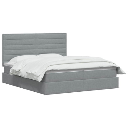 Letto con contenitore LED e materasso Grigio Chiaro