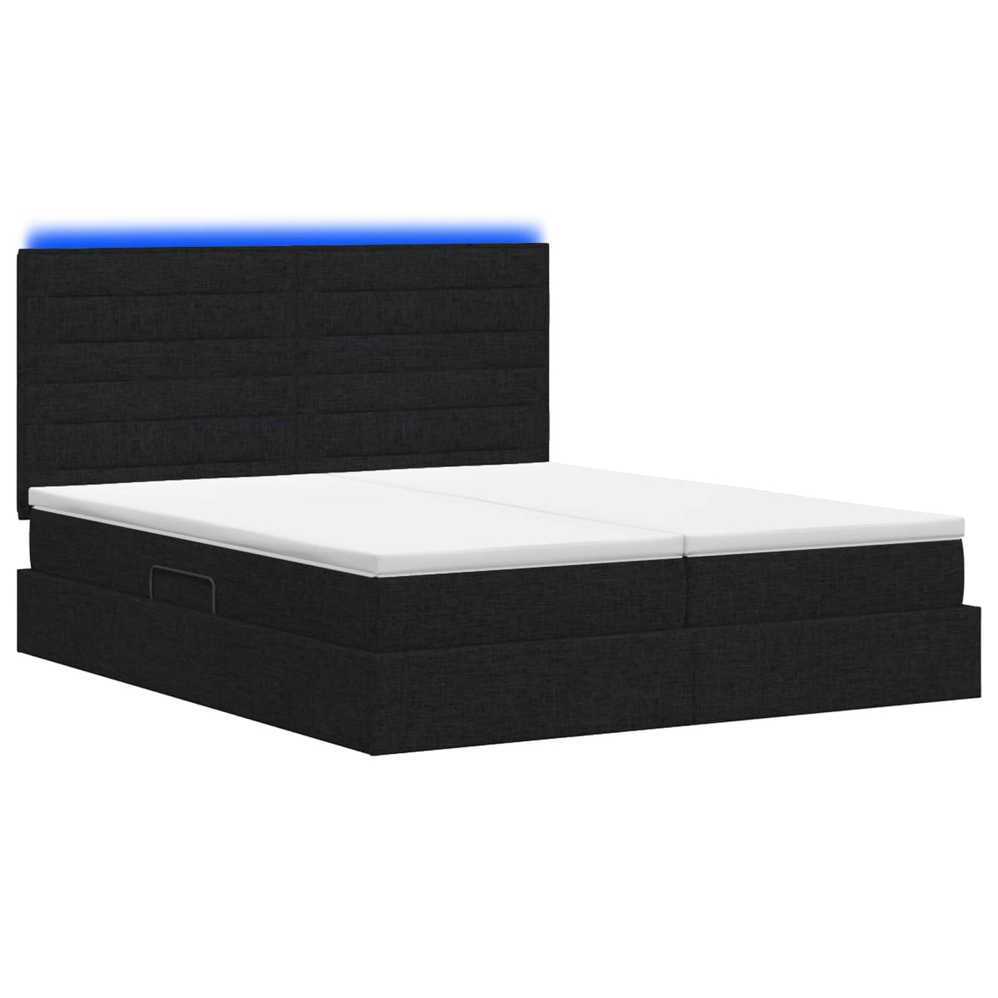 Letto con contenitore LED e materasso Nero 200 x 200 cm Tessuto | homemem39
