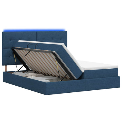 Letto con contenitore LED e materasso Blu 200 x 200 cm Tessuto | homemem39