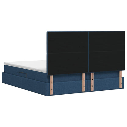 Letto con contenitore LED e materasso Blu 200 x 200 cm Tessuto | homemem39